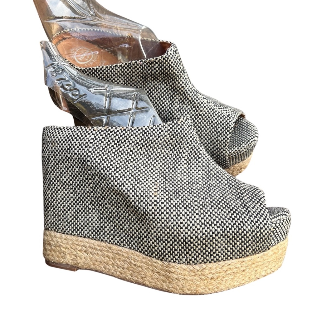 Jeffrey Campbell Black and White Wedge Sandals